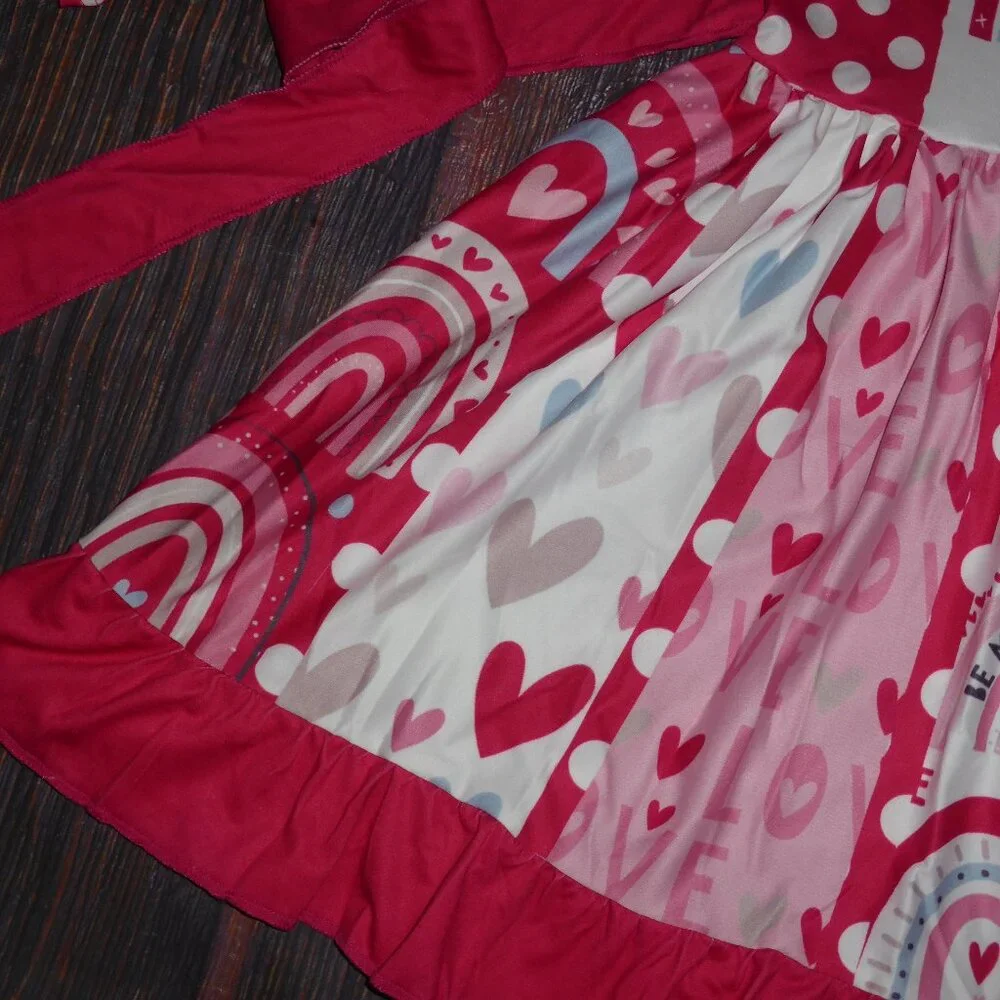 Valentine's Day Heart Rainbow Girls Boutique Girls Twirl Dress